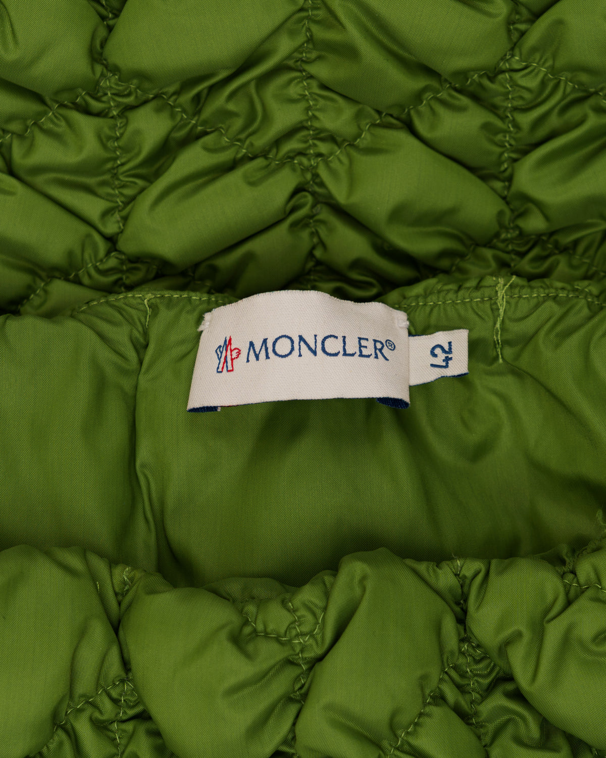Moncler quilted nylon neon green mini skirt