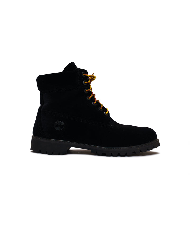 Off-White x Timberland black velvet 6" boots
