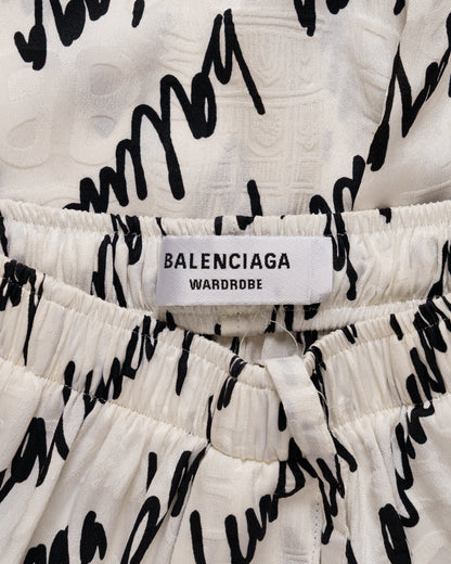 Balenciaga logo jacquard satin trousers