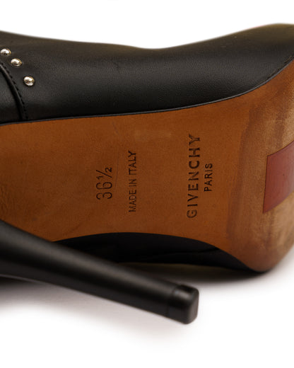 Givenchy Elegant Studded Ankle Boots black leather