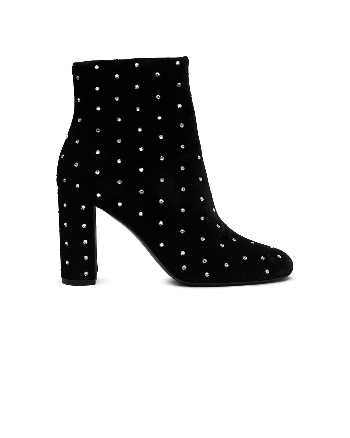 Saint Laurent Loulou Crystal Velvet Ankle Boots black