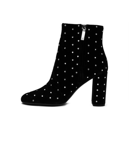 Saint Laurent Loulou Crystal Velvet Ankle Boots black