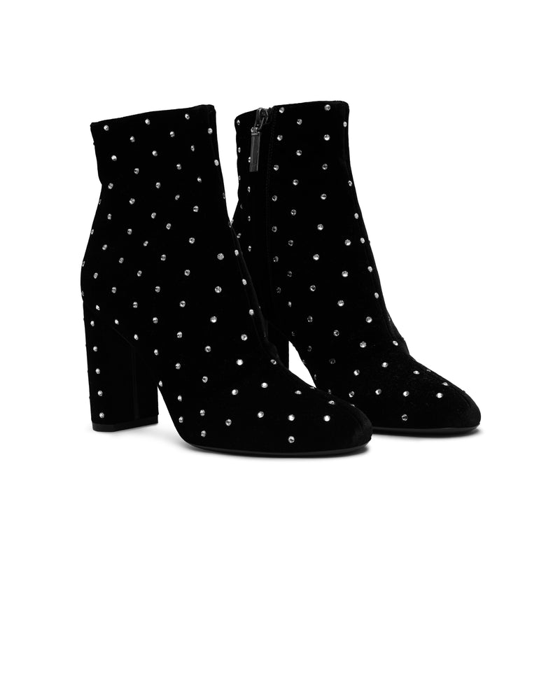 Saint Laurent Loulou Crystal Velvet Ankle Boots black thumbnail