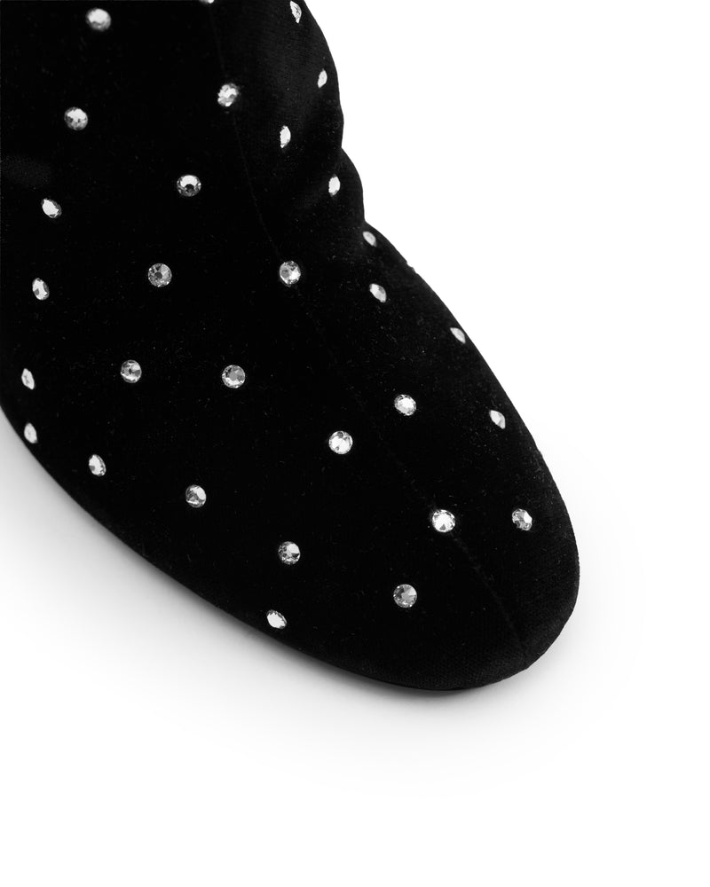 Saint Laurent Loulou Crystal Velvet Ankle Boots black thumbnail