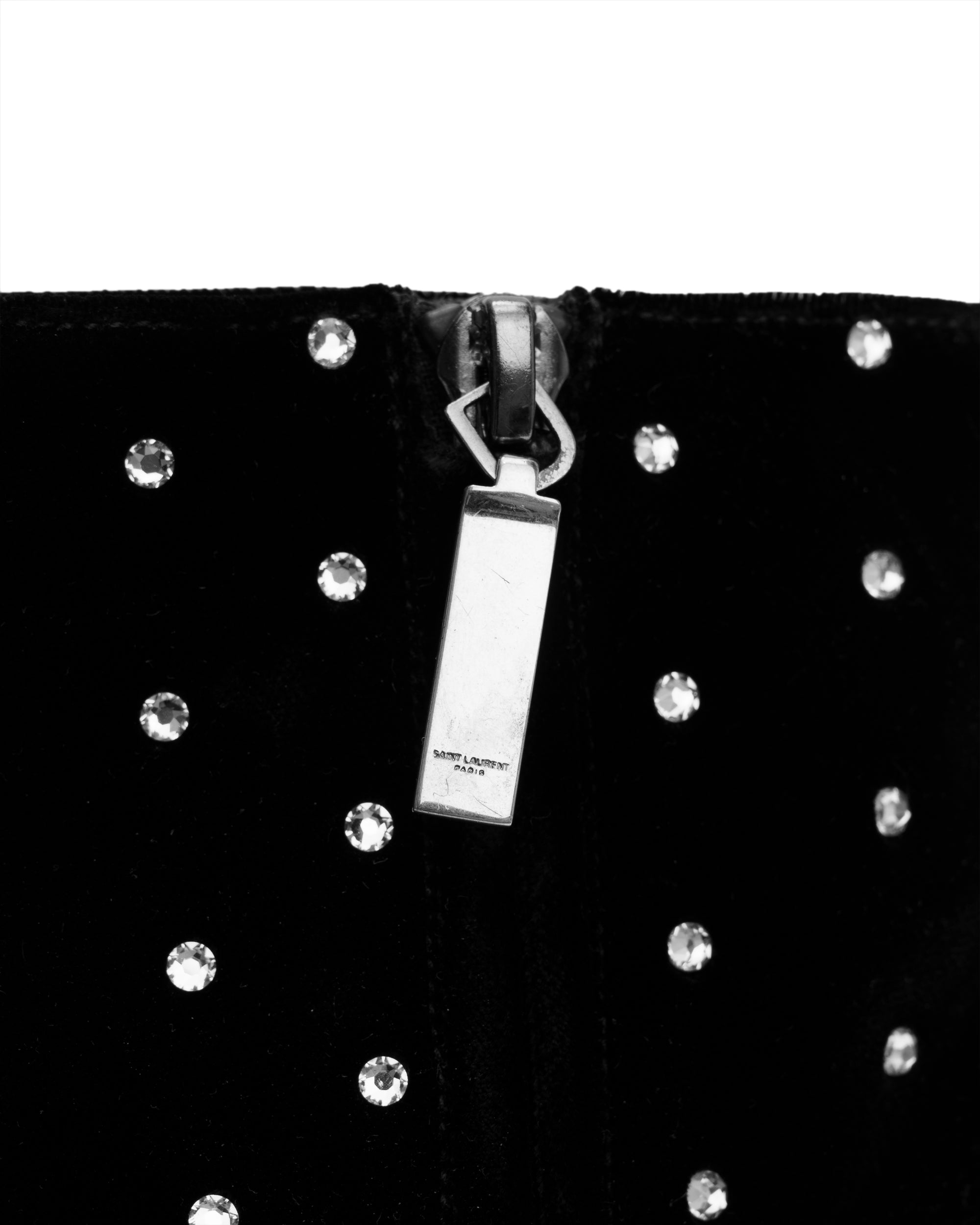 Saint Laurent Loulou Crystal Velvet Ankle Boots black