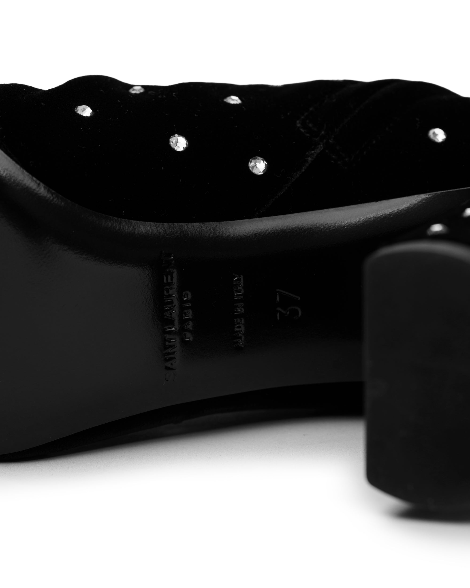 Saint Laurent Loulou Crystal Velvet Ankle Boots black