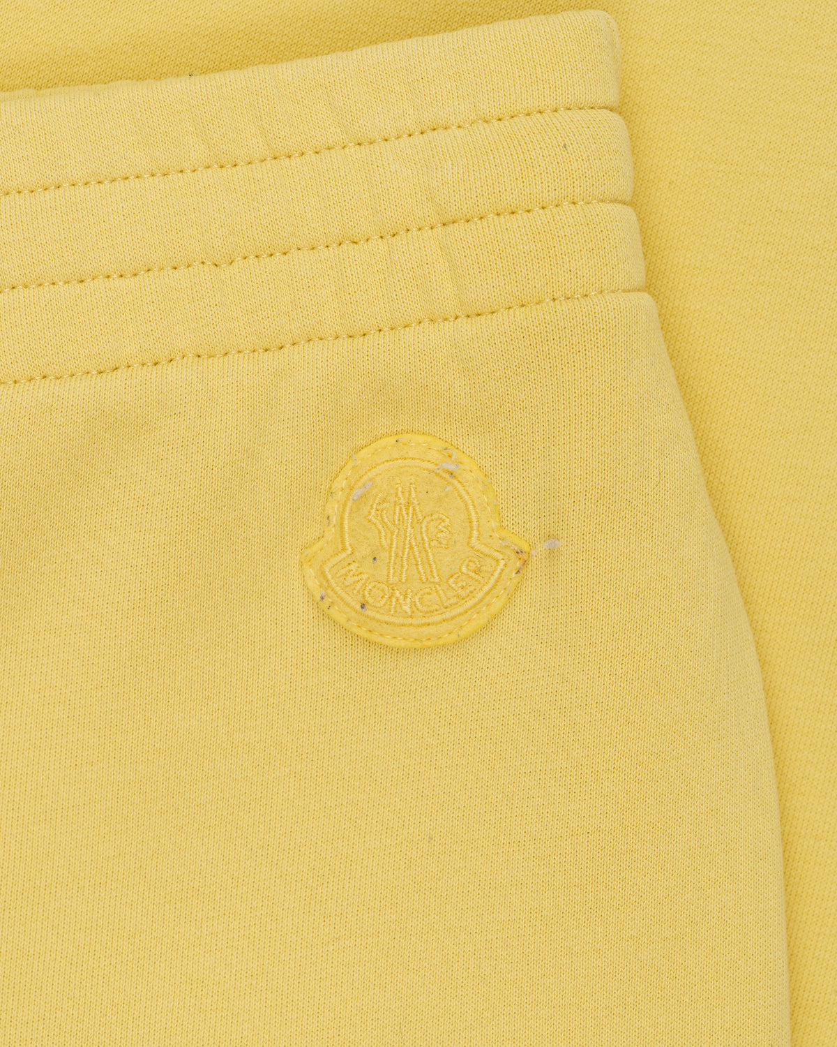 Moncler logo patch wide leg yellow sweatpants