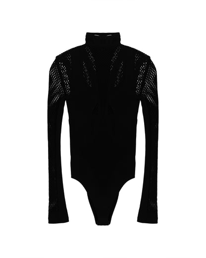 The Attico Mesh Bodysuit Black