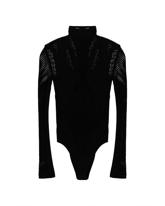 The Attico Mesh Bodysuit Black