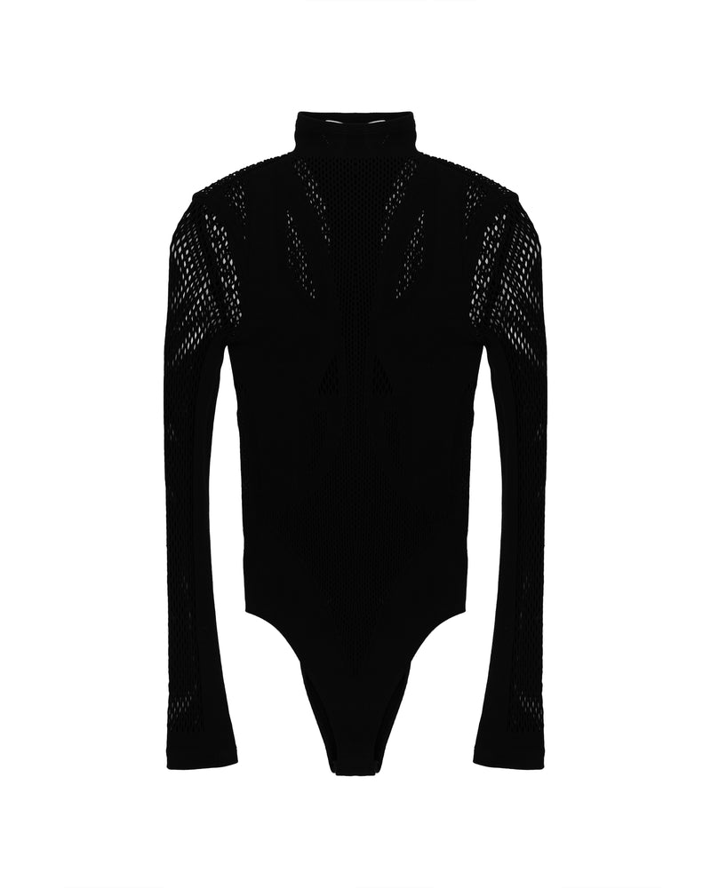 The Attico Mesh Bodysuit Black