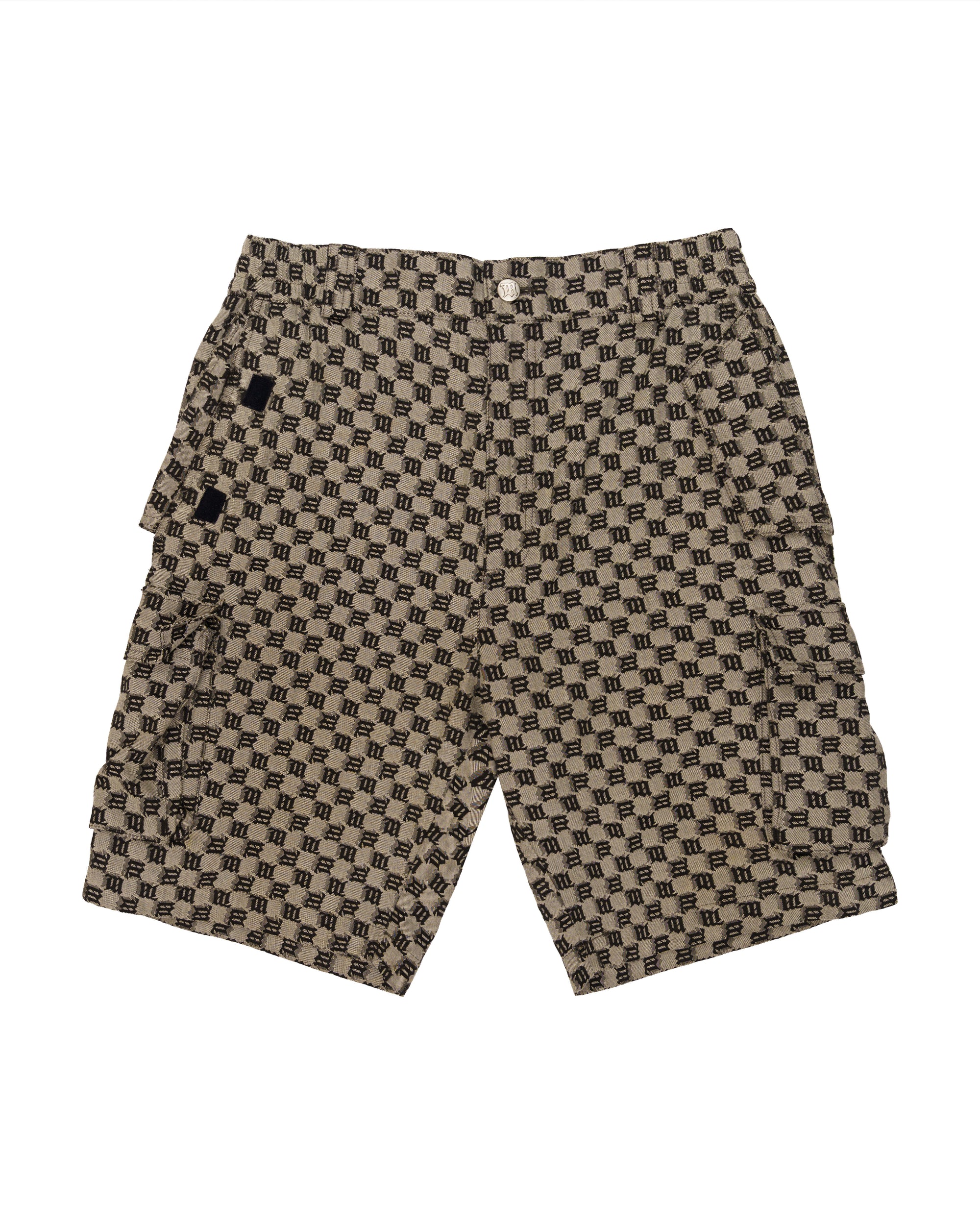 MISBHV "M' monogram brown cargo shorts