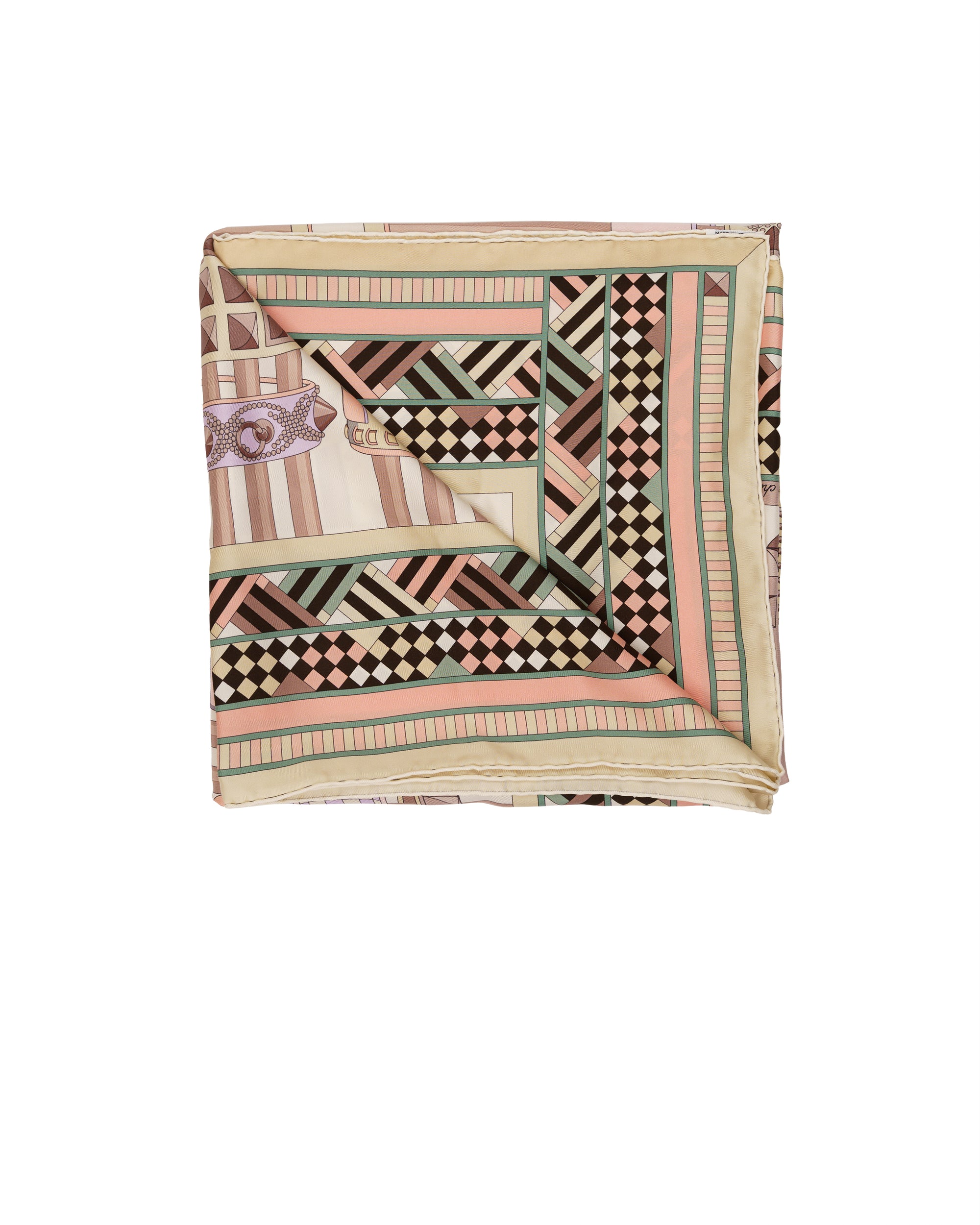 Hermès "Colliers de Chiens" Carré 90 silk multicolor pastel