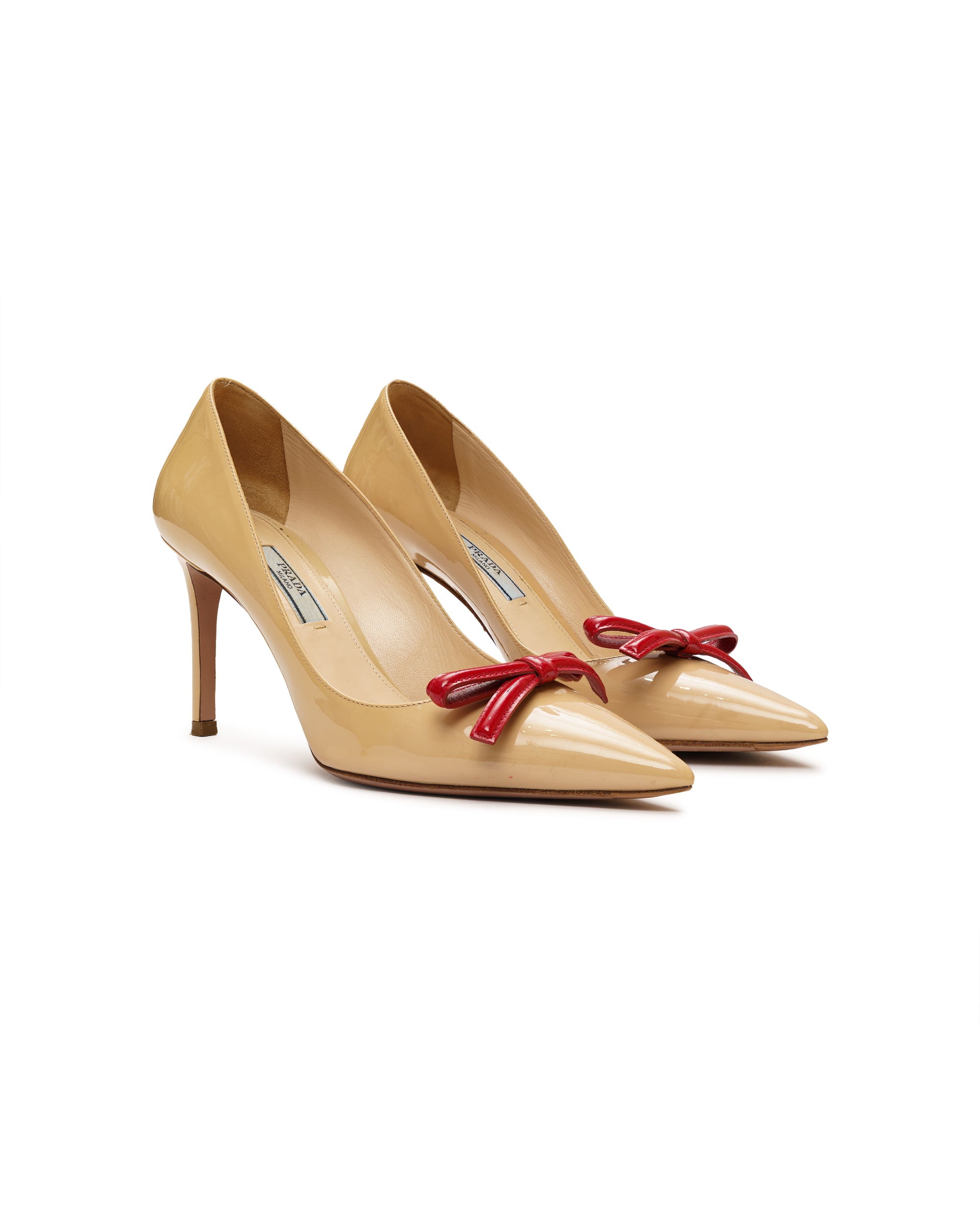 Prada Bow Pumps Nude Patent