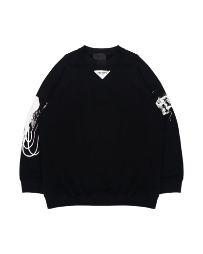 Prada Sealife Marine logo-printed crewneck sweatshirt