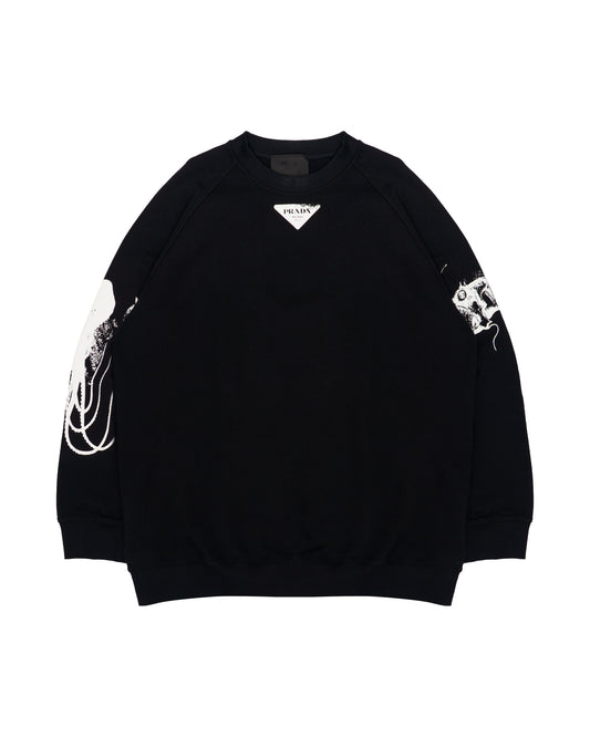 Prada Sealife Marine logo-printed crewneck sweatshirt