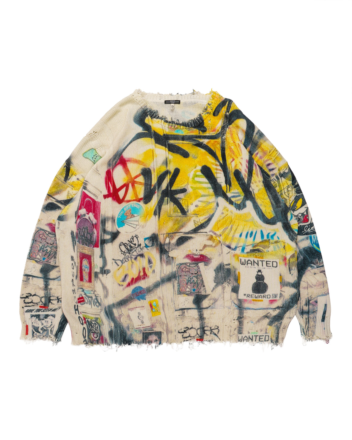R13 Graffiti at Crosby btw Grand and Howard Distressed Knit Sweater F/W 2022