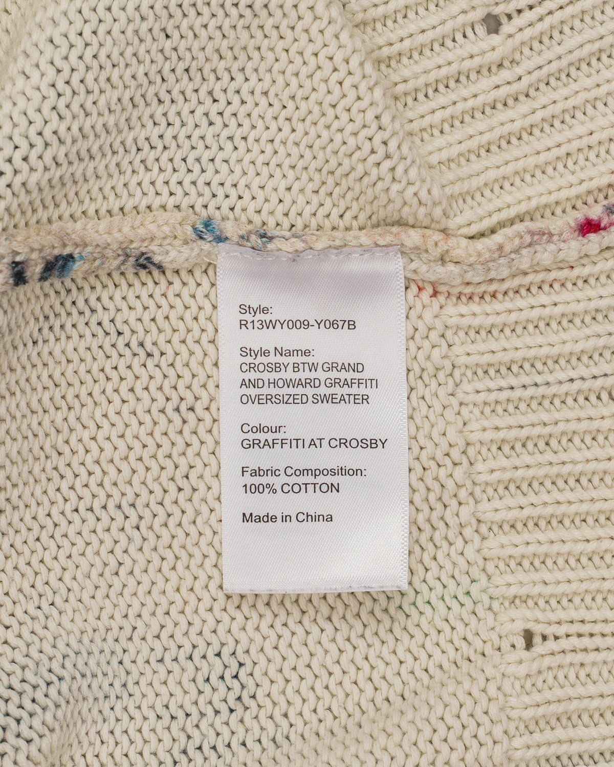 R13 Graffiti at Crosby btw Grand and Howard Distressed Knit Sweater F/W 2022