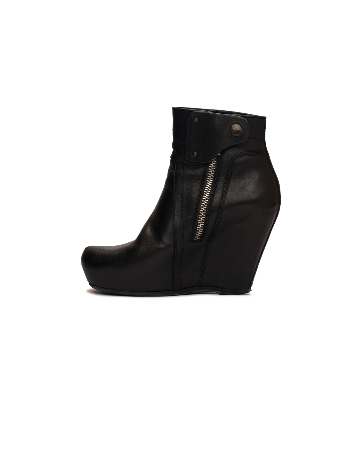 Rick Owens Leather Wedge Ankle Boots