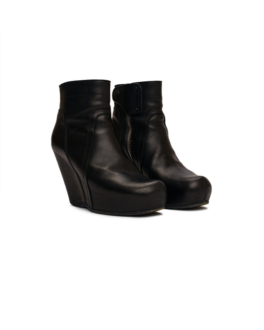 Rick Owens Leather Wedge Ankle Boots