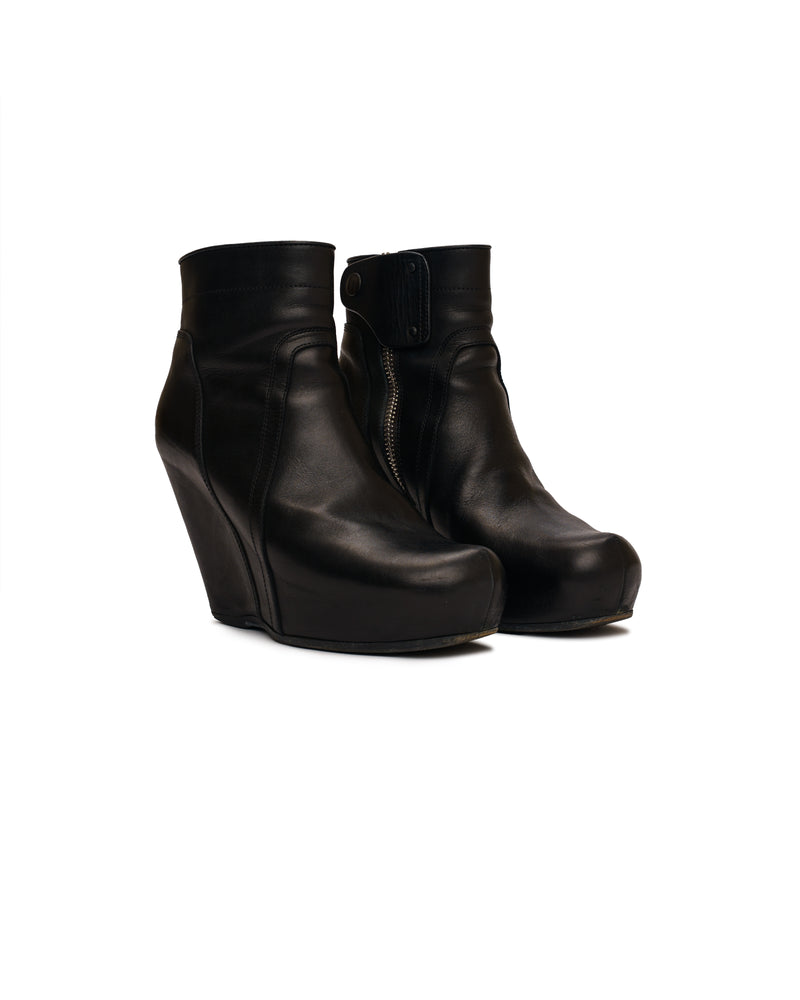 Rick Owens Leather Wedge Ankle Boots