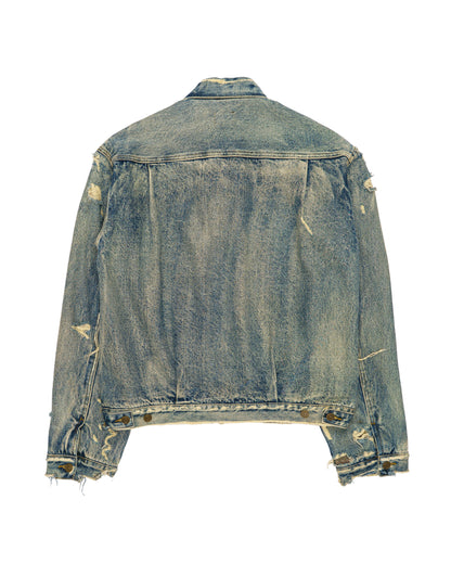 Saint Laurent distressed effect faded denim jacket