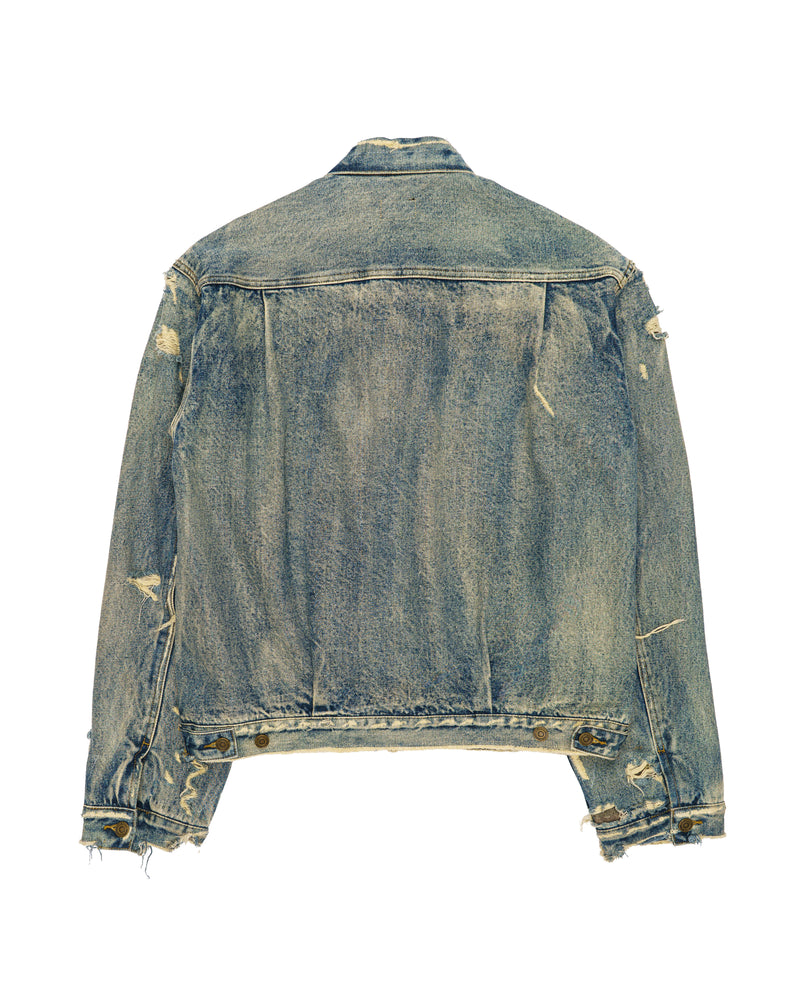 Saint Laurent distressed effect faded denim jacket thumbnail