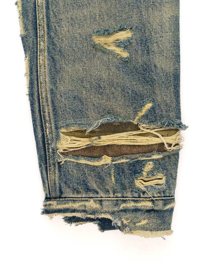 Saint Laurent distressed effect faded denim jacket