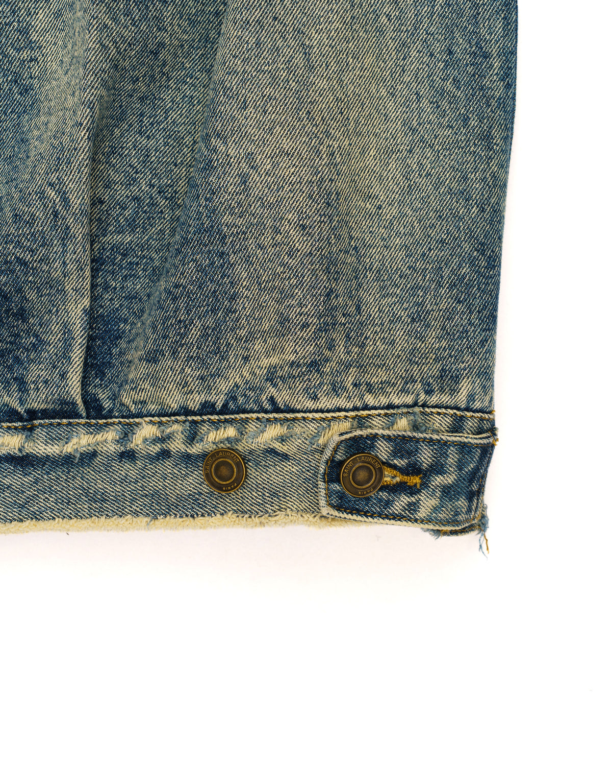 Saint Laurent distressed effect faded denim jacket