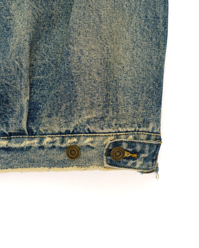 Saint Laurent distressed effect faded denim jacket thumbnail