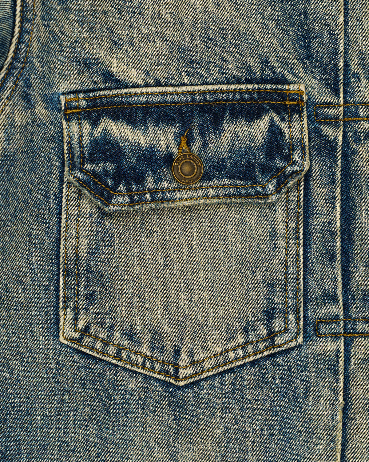Saint Laurent distressed effect faded denim jacket