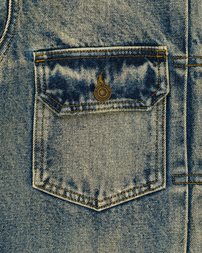 Saint Laurent distressed effect faded denim jacket