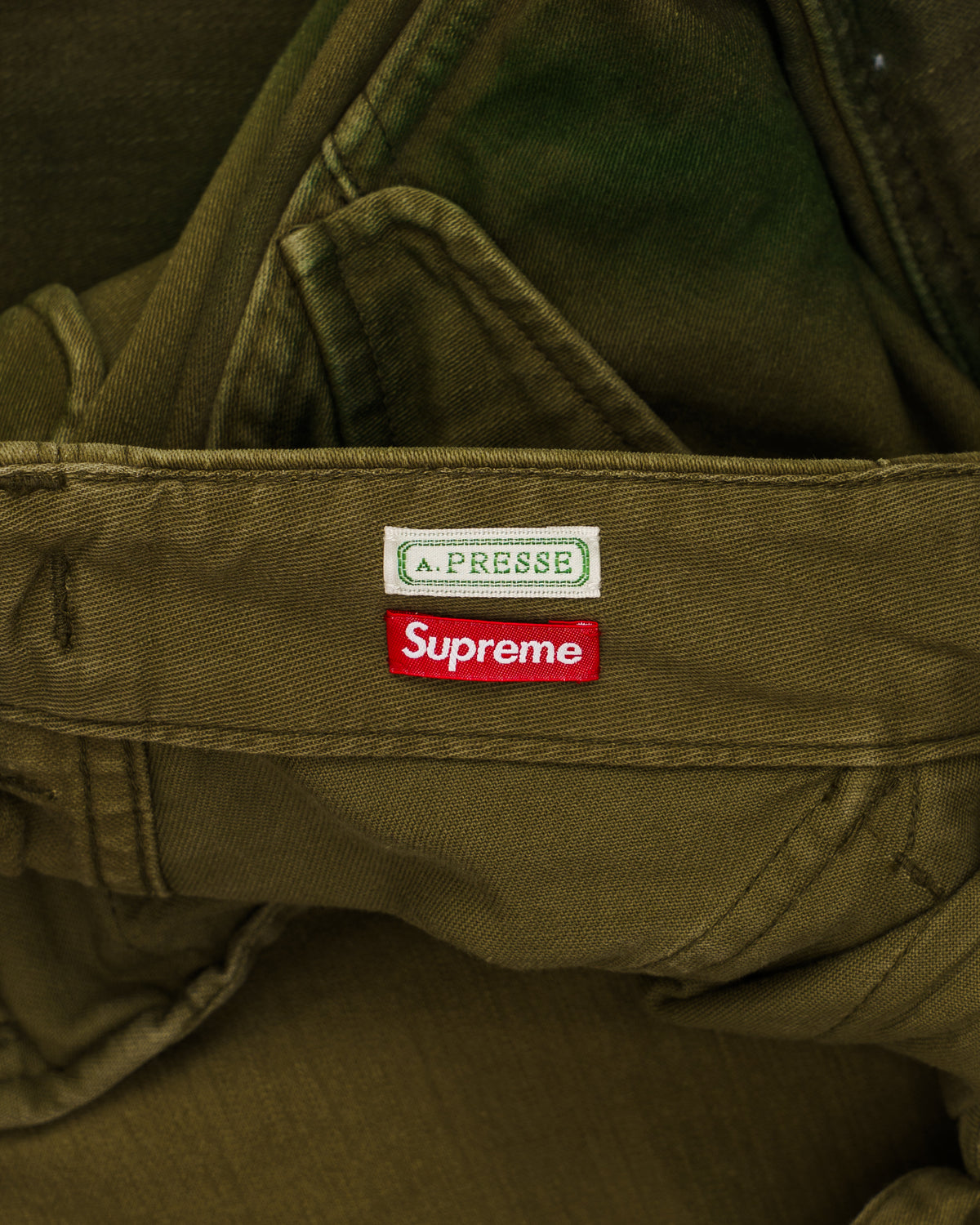 Supreme x A.Presse Washed Green Camo Cargo Pants