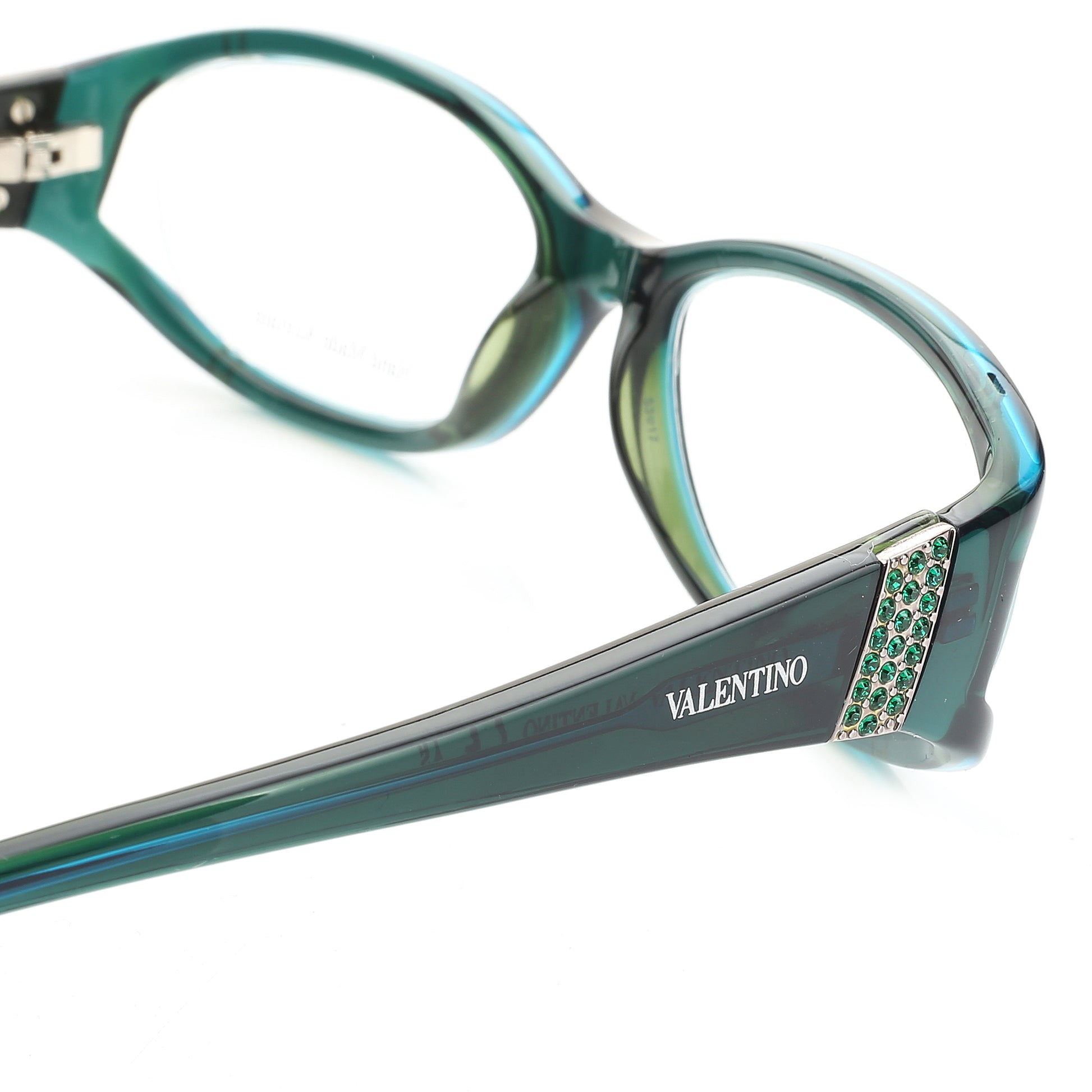 Valentino ’00s Bottle Green Crystals Plastic Glasses Valentino