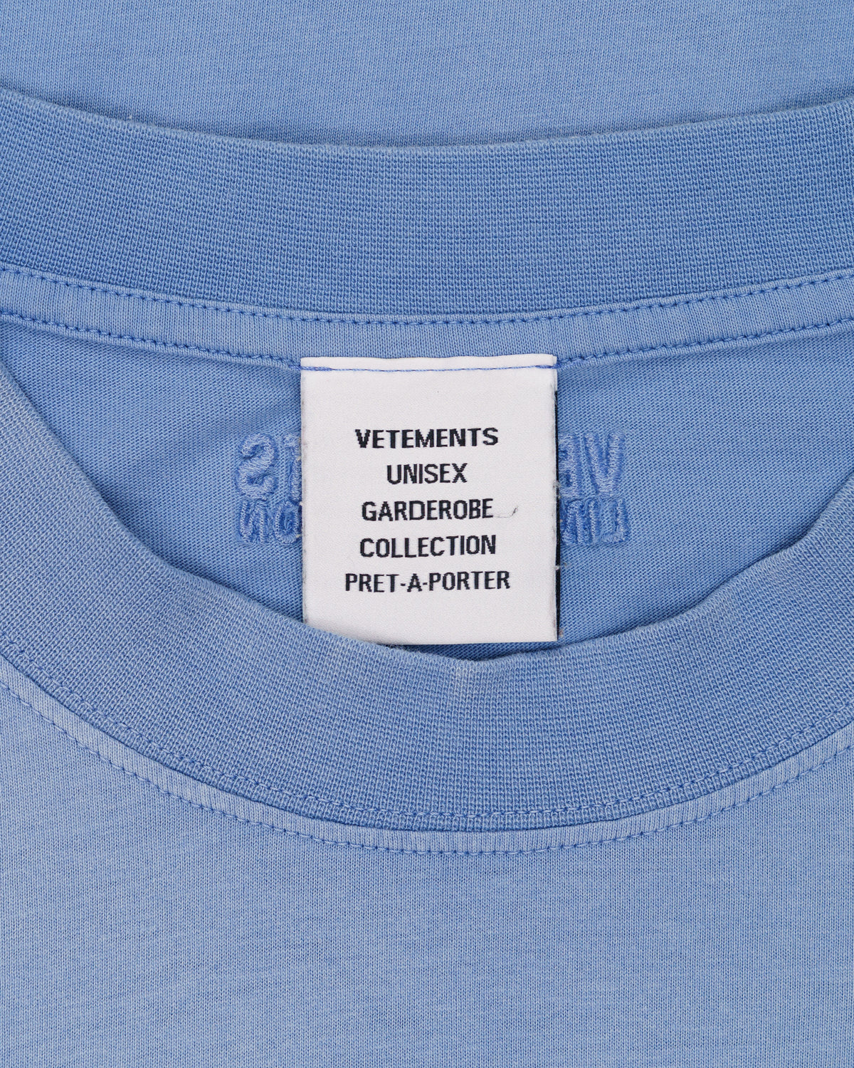 Vetements "Not doing shit today" powder blue oversized t-shirt