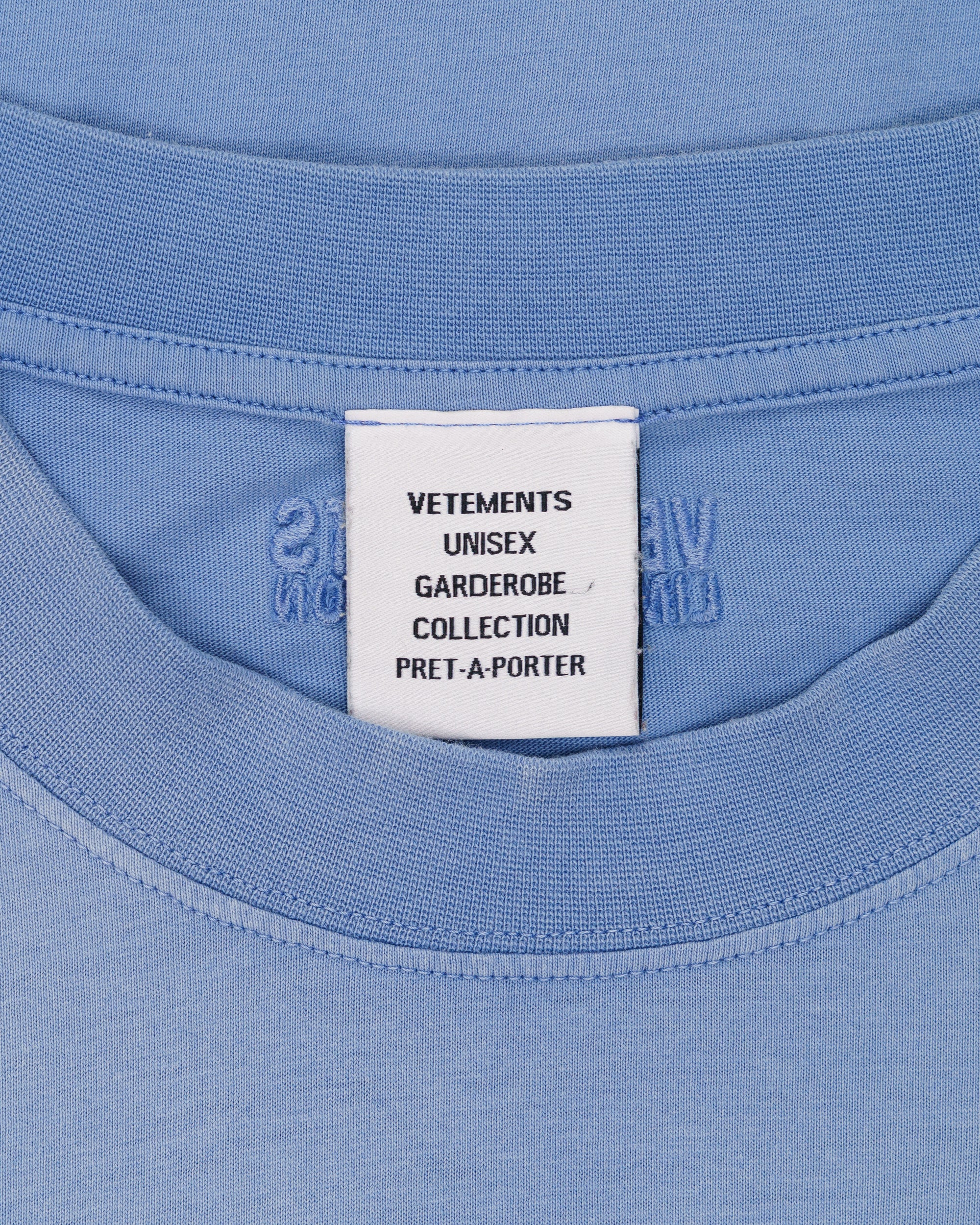Vetements "Not doing shit today" powder blue oversized t-shirt