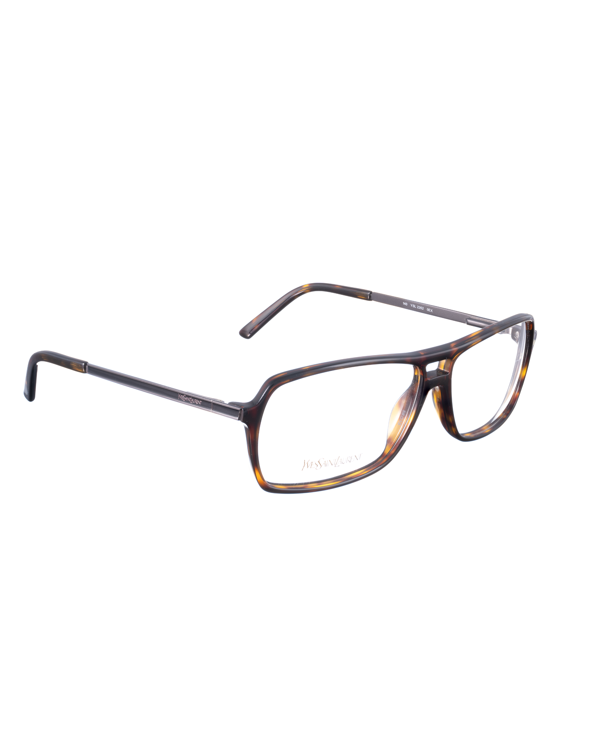Yves Saint Laurent 00s Dark Havana Aviator Glasses