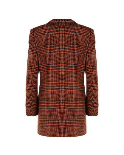 Yves Saint Laurent Variation Houndstooth red double-breasted coat