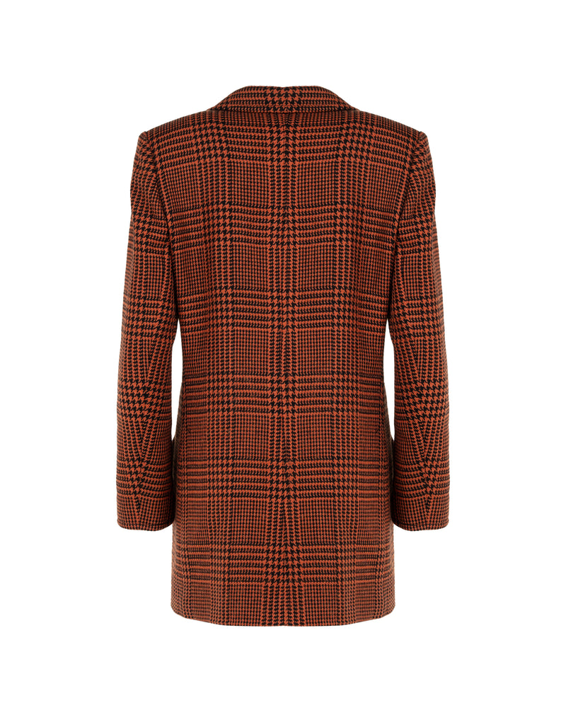 Yves Saint Laurent Variation Houndstooth red double-breasted coat thumbnail