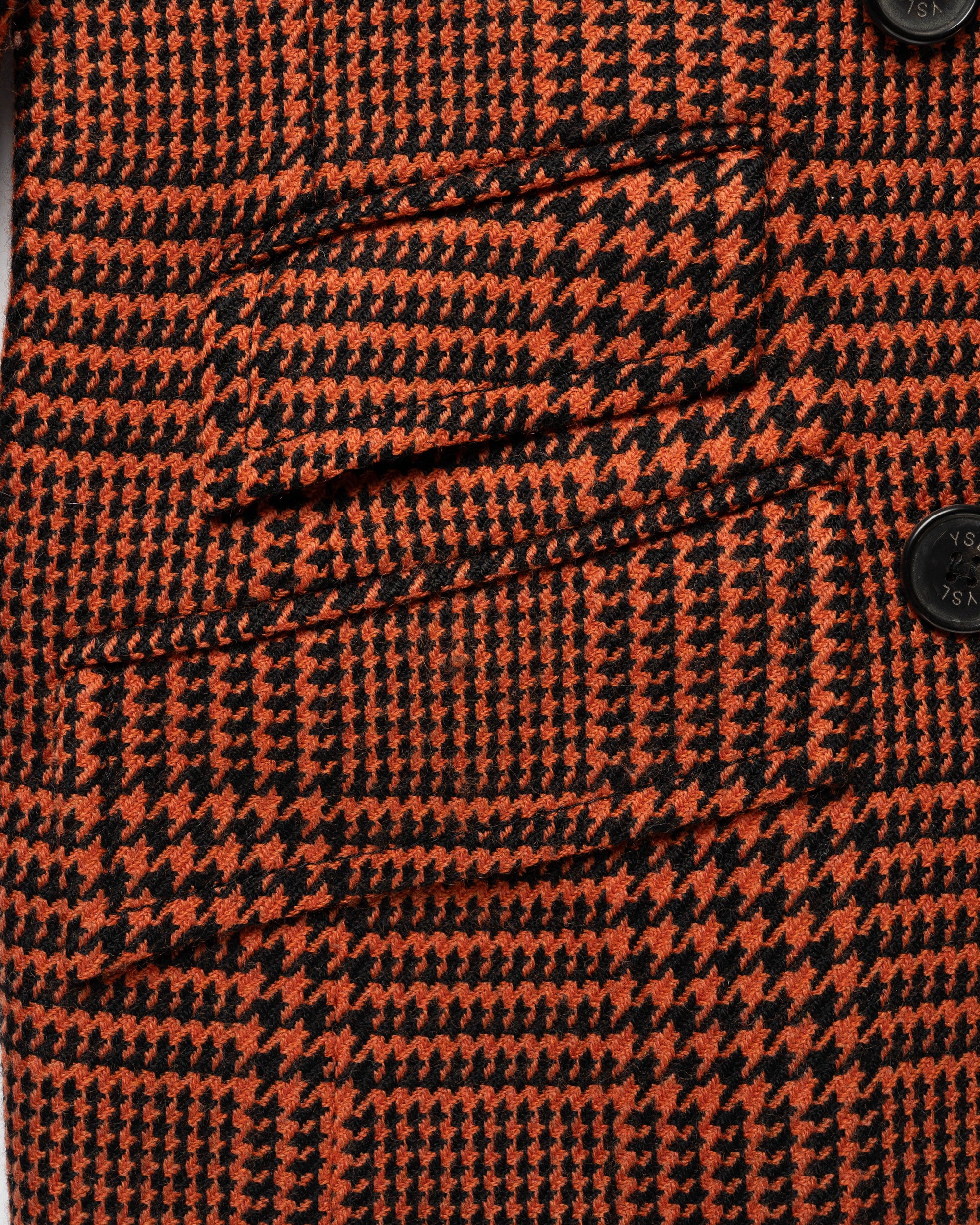 Yves Saint Laurent Variation Houndstooth red double-breasted coat