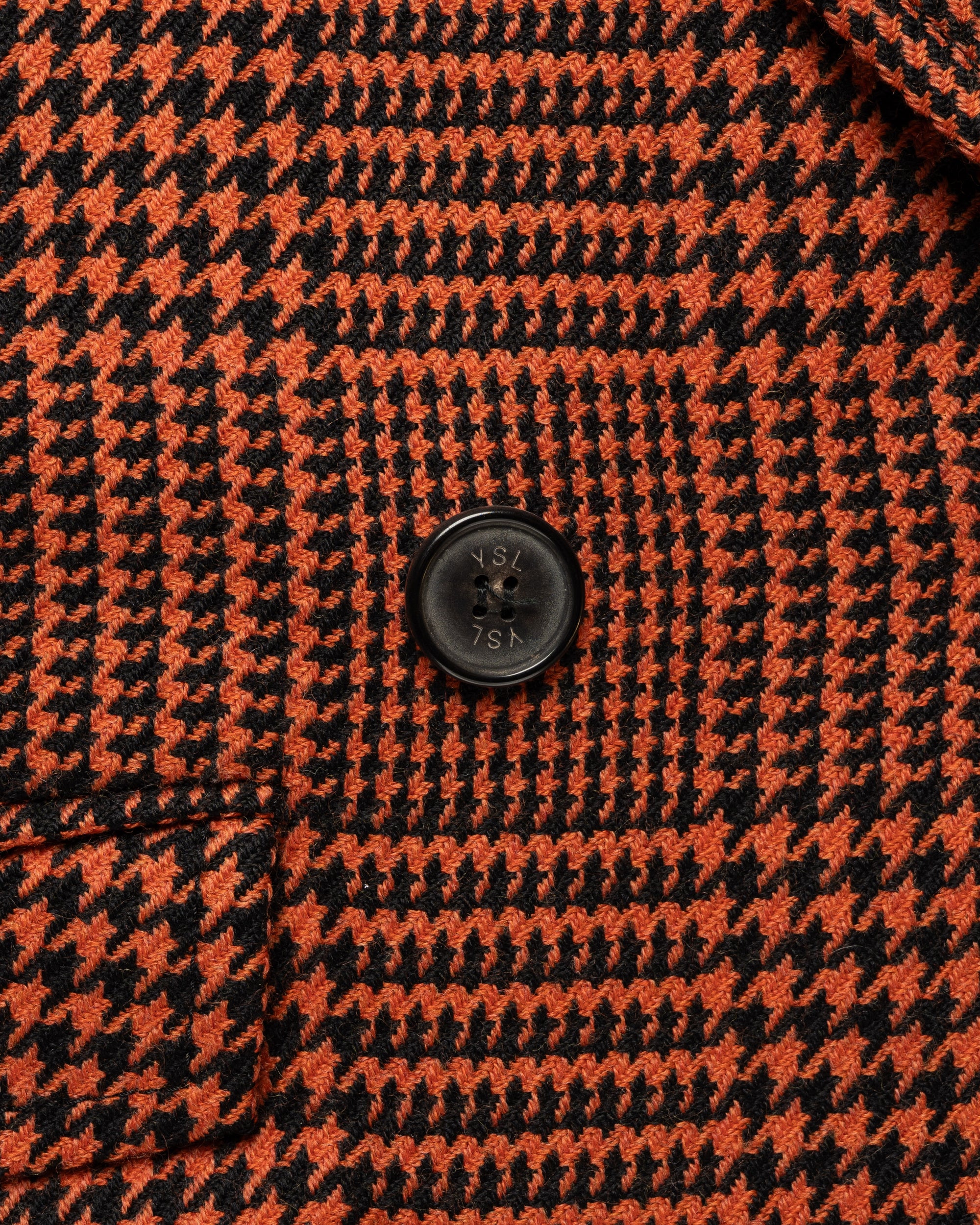 Yves Saint Laurent Variation Houndstooth red double-breasted coat