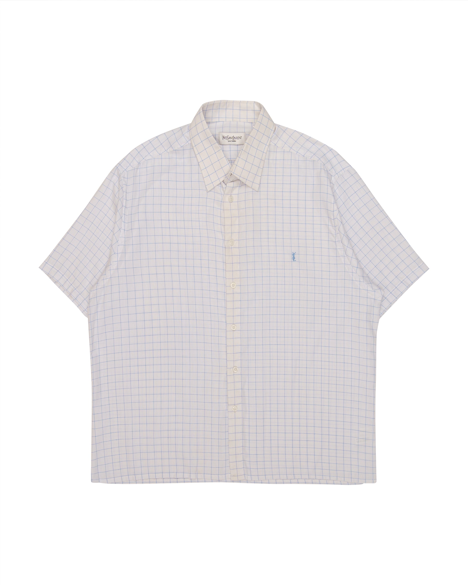 YSL pour homme short sleeve checkered shirt Yves Saint Laurent
