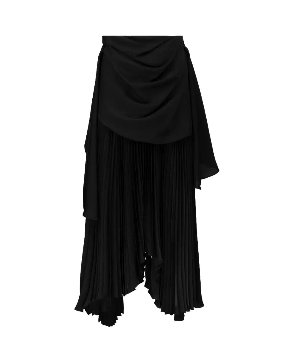 A.W.A.K.E MODE pleated draped twill midi skirt A.W.A.K.E. mode