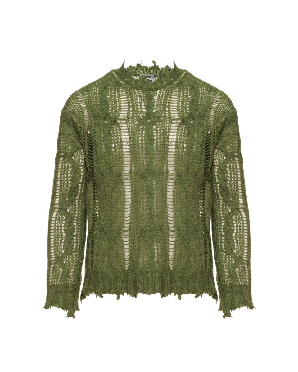 Acne Studios frayed cable-knit sweater