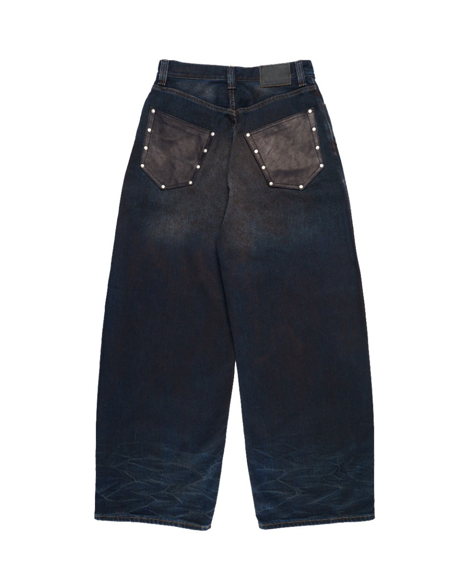 Acne Studios leather-trimmed pocket jeans
