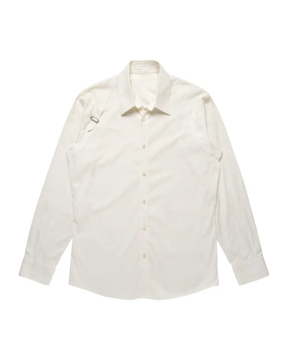 Alexander McQueen harness-buckled button-up white shirt Alexander McQueen