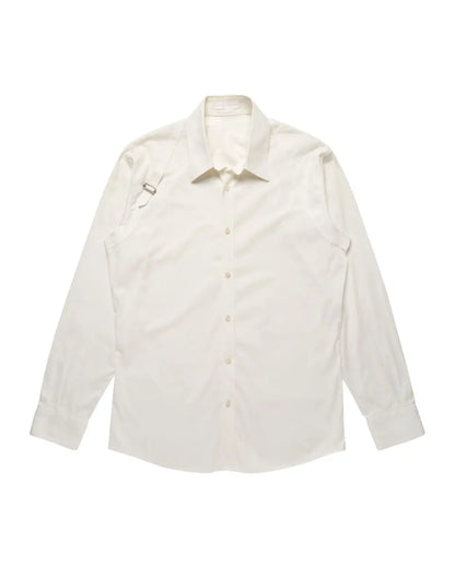 Alexander McQueen harness-buckled button-up white shirt Alexander McQueen