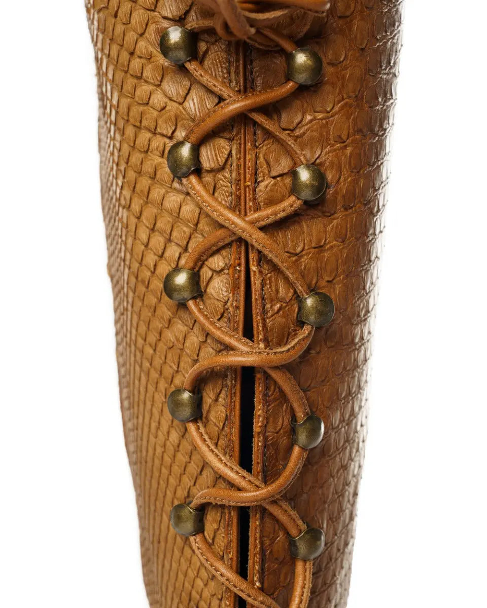 Alexander McQueen python snakeskin back-lace high heel boots