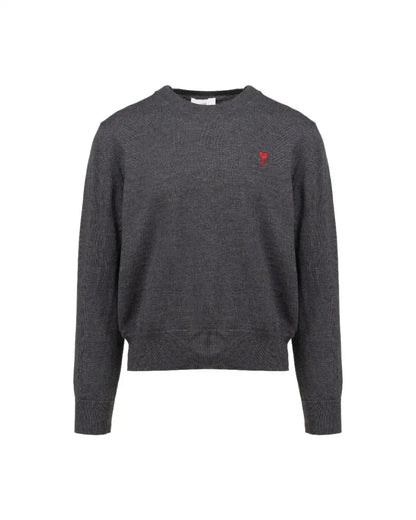 Ami Alexandre Mattiussi "Ami De Coeur" heather grey crewneck sweater Ami Alexandre Mattiussi