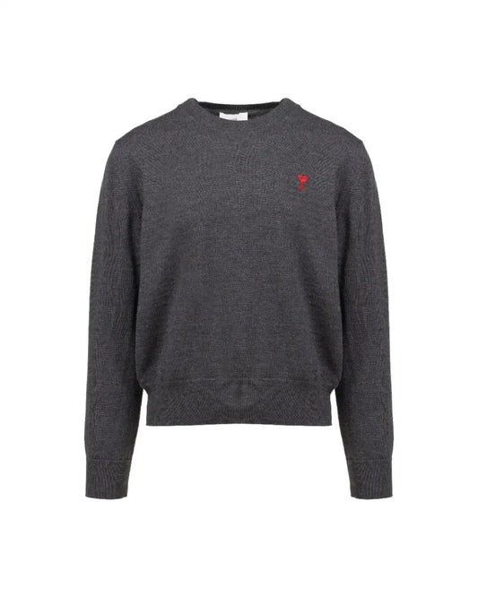 Ami Alexandre Mattiussi "Ami De Coeur" heather grey crewneck sweater Ami Alexandre Mattiussi