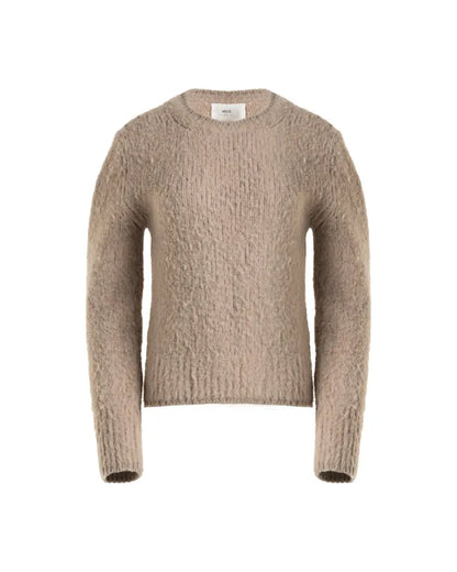 AMI Alexandre Mattiussi baby alpaca blend knitted taupe sweater Ami Alexandre Mattiussi